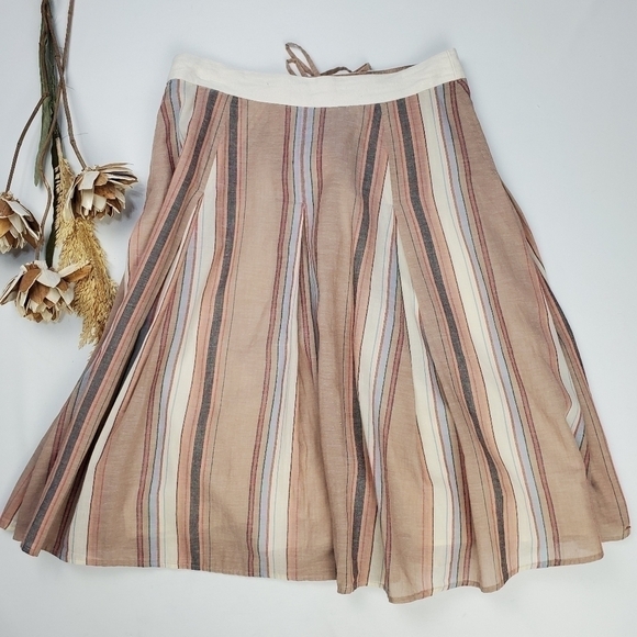 Banana Republic Cream Tan Orange Stripe Skirt 2 - Picture 7 of 14